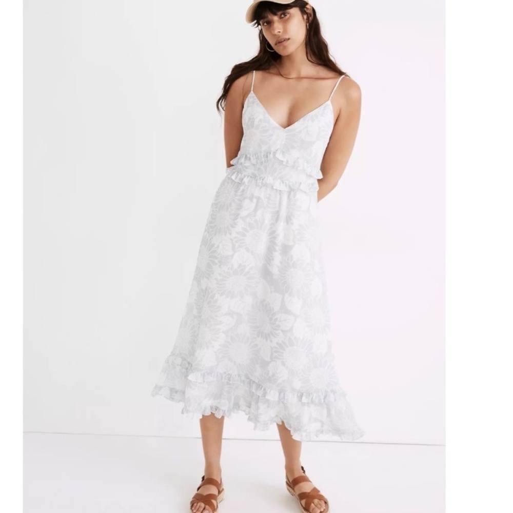 Madewell Ruffle Cami Dress Sunflower Season Blue 2